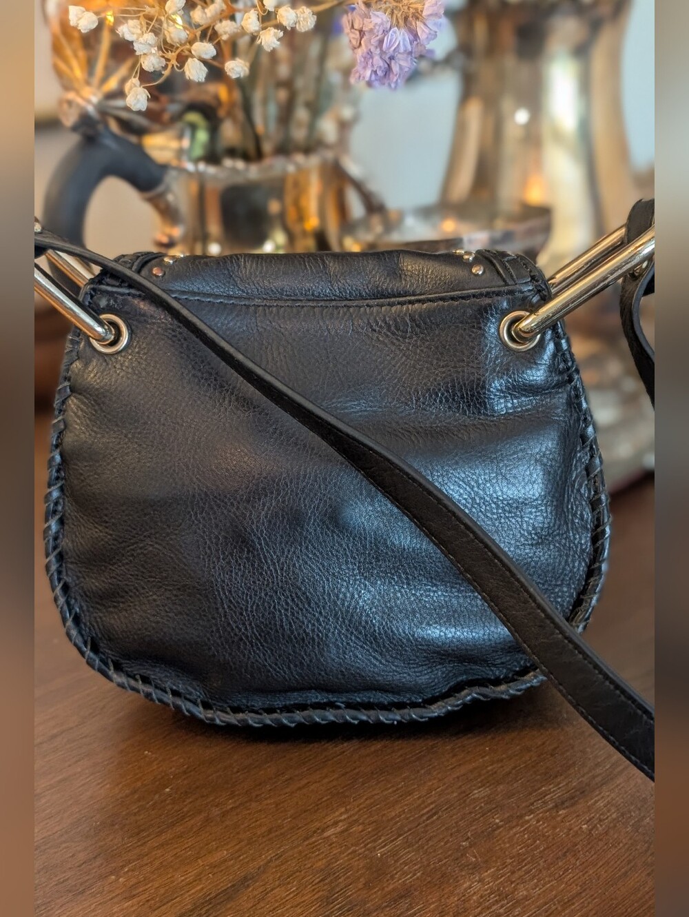 Cynthia Rowley Black Studded Leather Crossbody Bag - Picture 2 of 11